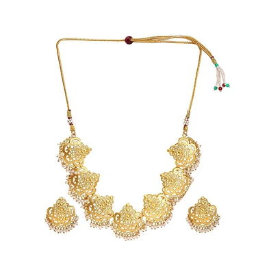 Sohi Women's Gold Plated Designer Stone Jewellery Set