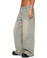 Edikted Women's Santi Low Rise Wide Leg Jeans