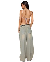 Edikted Women's Backless Satin Effect Polka Dot Top