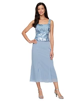 Alex Evenings Petite 3/4-Sleeve Mock Tea Length Dress