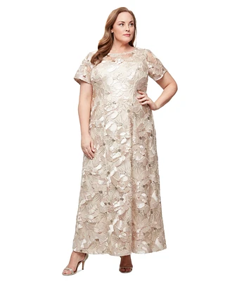 Alex Evenings Plus Sequinned Soutache Evening Gown
