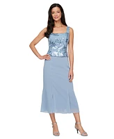 Alex Evenings Women's Sequined Jacket & Chiffon Midi Dress