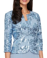 Alex Evenings Women's Sequined Jacket & Chiffon Midi Dress