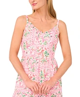 CeCe Women's Printed V-Neck Sleeveless Maxi Dress