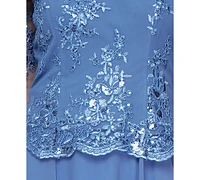 Alex Evenings Women's V-Neck Sequin Chiffon Dress