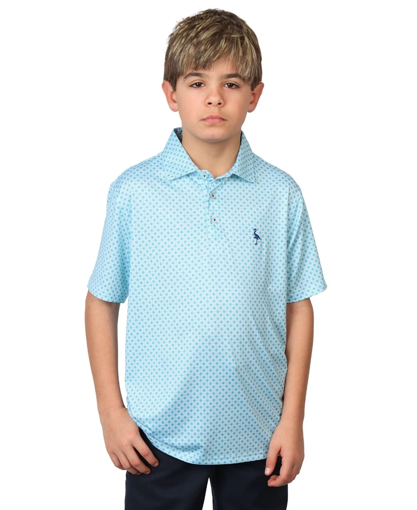 Tailorbyrd Boys Geo Floral Printed Performance Short Sleeve Polo