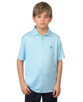 Tailorbyrd Boys Geo Floral Printed Performance Short Sleeve Polo