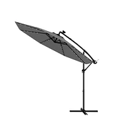 Gymax 10 Ft Solar Led 40 Lights Offset Umbrella Crank Cross Base Patio