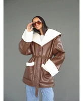 WeWoreWhat Women's Faux Leather Bonded Jacket