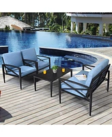 Gymax 8PCS Patio Sofa Conversation Set Outdoor Furniture Set Yard w/ Cushion