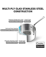 Cooks Standard 18/10 Stainless Steel Butter Warmer Pot Set, 0.15/0.29/0.46/0.68 Qt Multi-Ply Clad Small Sauce Pans, Mini Milk Butter Melting Pot with