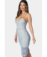 Bebe Women's Lace Overlay Midi Dress
