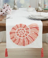 Saro Lifestyle Coastal Embroidered Seashell Table Runner, 16" x 72"