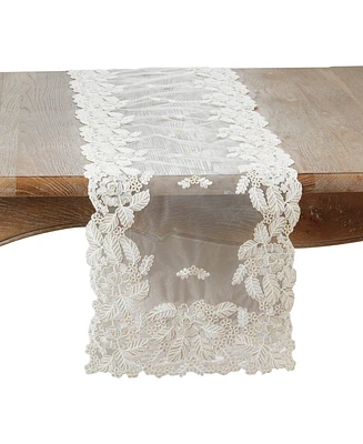 Saro Lifestyle Threaded Lace Net Table Runner, 15" x 72"