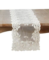 Saro Lifestyle Threaded Lace Net Table Runner, 15" x 72"