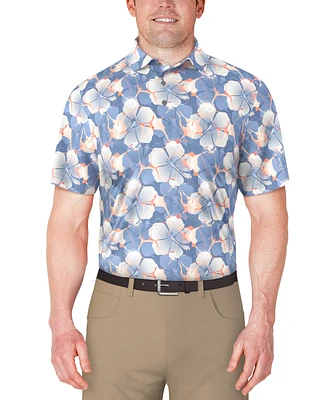 Pga Tour Men's Hibiscus-Print Polo Shirt