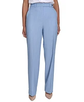 Calvin Klein Petite Faux Denim Linen-Blend Pants