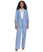 Calvin Klein Petite Faux Denim 3/4-Sleeve Blazer