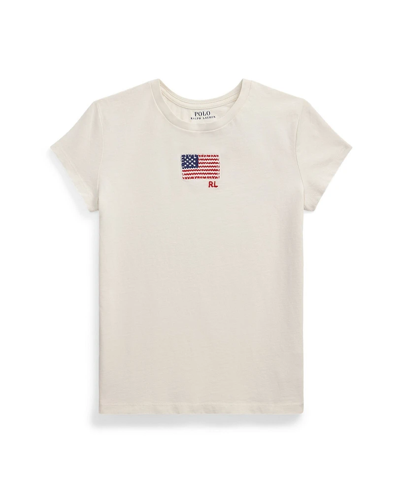 Polo Ralph Lauren Big Girls Flag-Applique Jersey T-Shirt