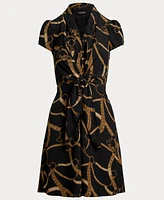 Lauren Ralph Lauren Women's Belting-Print Crepe Tie-Front Dress