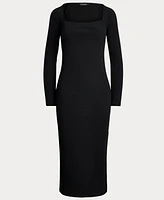 Lauren Ralph Women's Rib-Knit Long-Sleeve Midi Dress