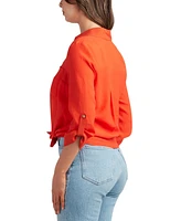 Bcx Juniors' Gauzy Textured Collared Shirt