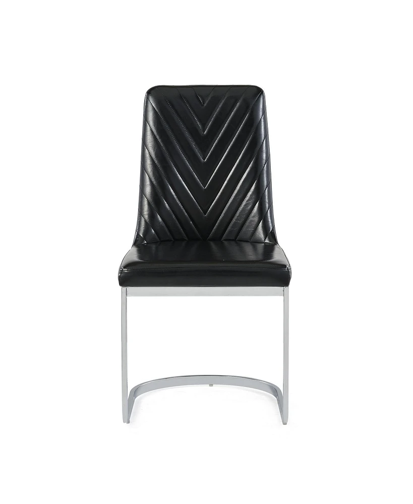 Set Of 2 Modern Dining Chairs With Horse Shoe Style Metal Base