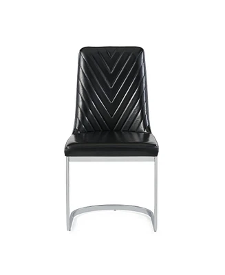 Set Of 2 Modern Dining Chairs With Horse Shoe Style Metal Base