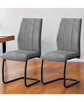 Set of Two Upholstered Polyester Slat Back Dining Side Chairs