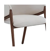 Wing Back Upholstered Fabric Dining Arm Chair with Cushioned Seat