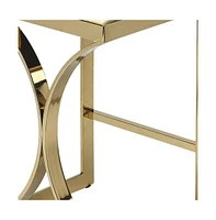 24" Off White and Gold Faux Leather and Iron Backless Counter Height Bar Chair
