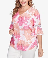 Ruby Rd. Plus Paisley Textured V-Neck Top