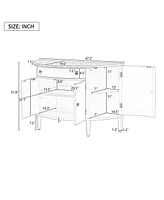 Curved Wood Storage Cabinet with Adjustable Shelves
