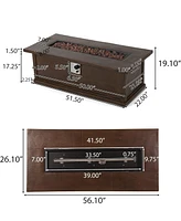 56" Rectangular Outdoor 50,000 Btu Propane Fire Pit, Brown Wood Pattern (Tank Cover not Included)
