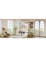3-in-1 Hall Tree and Bench with 6 Hooks and Shelves