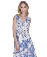Vince Camuto Women's Belted Cotton Sleeveless Dress