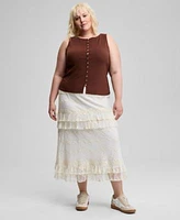 Now This Trendy Plus Size Button Front Tank Top Lace Ruffle Trim Maxi Skirt Exclusively At Macys
