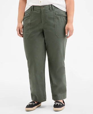 On 34th Trendy Plus Solid High-Rise Braid-Detail Pants, Exclusively at Macy's