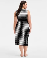 On 34th Trendy Plus Striped Knot-Front Knit Midi Dress