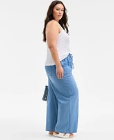 On 34th Trendy Plus Pull-On Utility Wide-Leg Jeans, Exclusively at Macy's