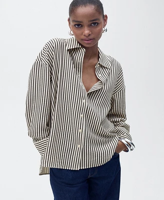 Mango Women's Striped Textured Shirt