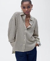 Mango Women's Striped Textured Shirt