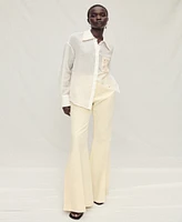 Mango Women's Embroidered Pocket Ramie Shirt
