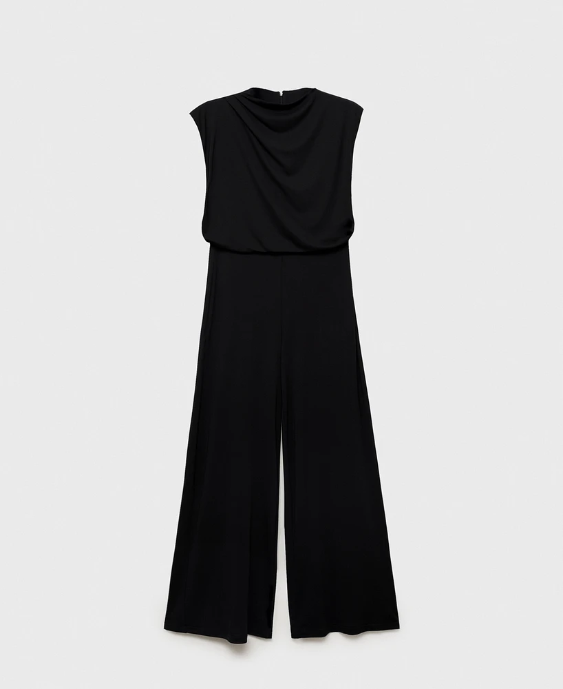Mango Women's Draped Neckline Straight-Fit Jumpsuit