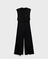 Mango Women's Draped Neckline Straight-Fit Jumpsuit