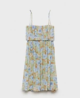Mango Women's Gathered Waist Floral-Print Dress