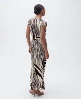 Mango Women's Zebra-Print Midi Dress