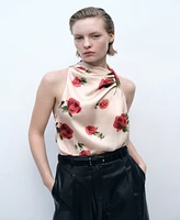 Mango Women's Floral Satin Blouse