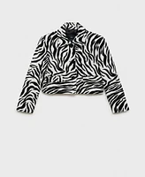 Mango Women's Buttons Detail Zebra-Print Jacket