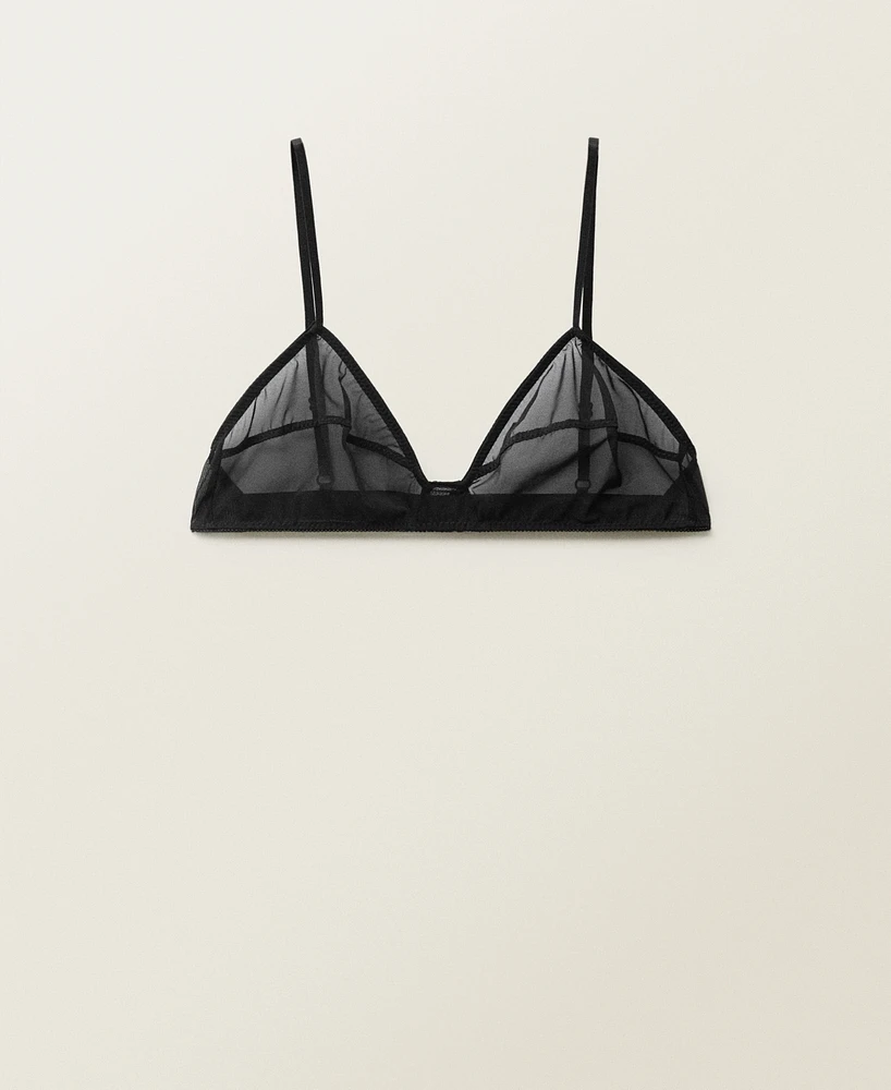 Mango Women's Seam Detail Semi-Transparent Bra